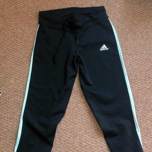 Adidas Teal and Black Cropped Leggings